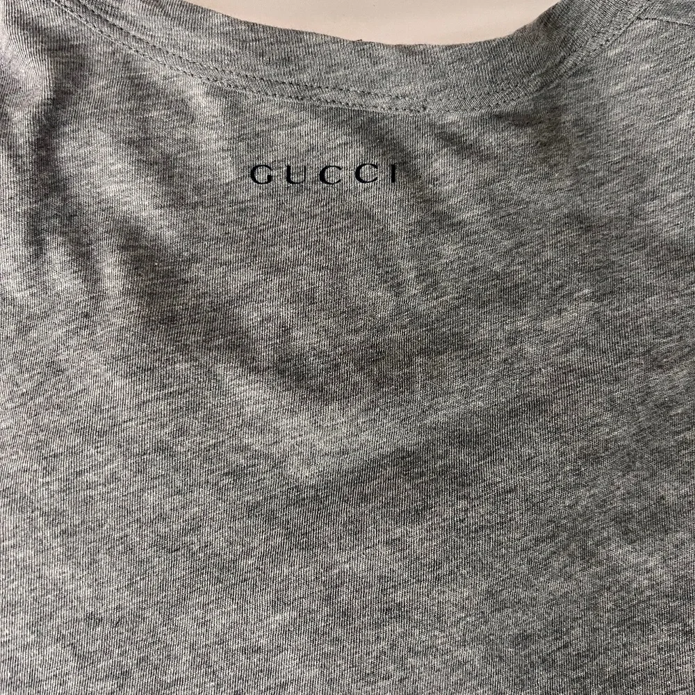 Gucci Gray Crewneck T-Shirt with Gold Crest